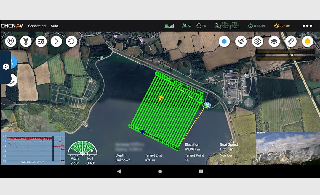 Apache 4 planned reservoir survey lines, position, depth and speed
