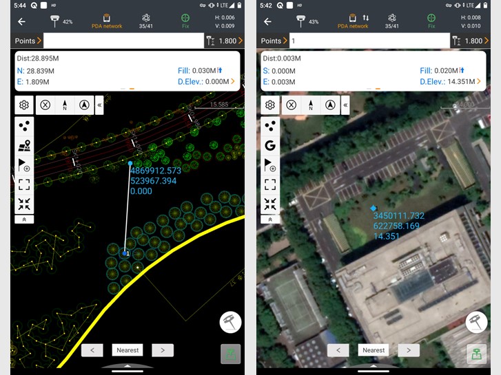 Agrimensor que utiliza um rover GNSS RTK da CHC Navigation num poste de levantamento para recolher dados de posicionamento no terreno em terreno aberto