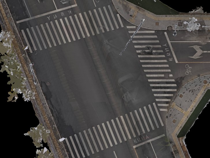 Un modelo 3D ligero de una intersección, generado en CoPre a partir del escaneo RS10.