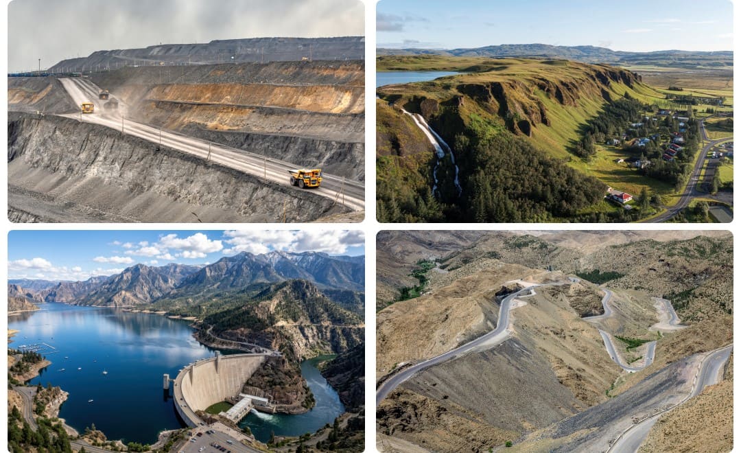 Four high-risk landslide environments: mines, communities, dams and roads