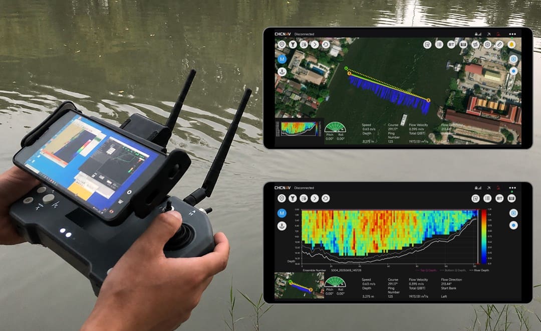 A EasySail apresenta dados em tempo real sobre o caudal do rio, recolhidos pelo ADCP RS-600 e pelo Apache 4