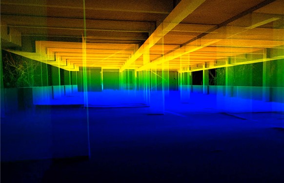 Interior represented as a 3D Gaussian Splatting model.