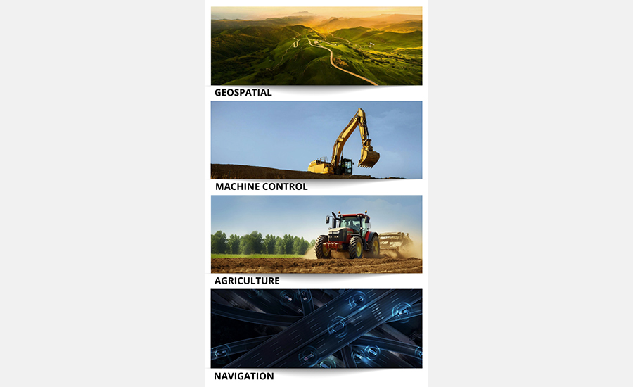 CHCNAV vier Branchen-Websites: Geospatial, Maschinensteuerung, Landwirtschaft, Navigation.