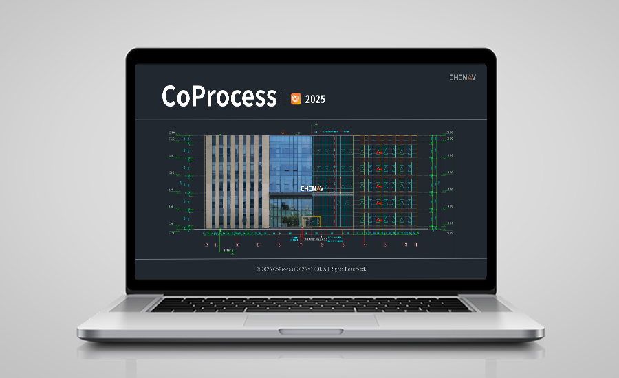 Interface do software CAD de nuvem de pontos integrada CoProcess 2025 apresentada num computador portátil